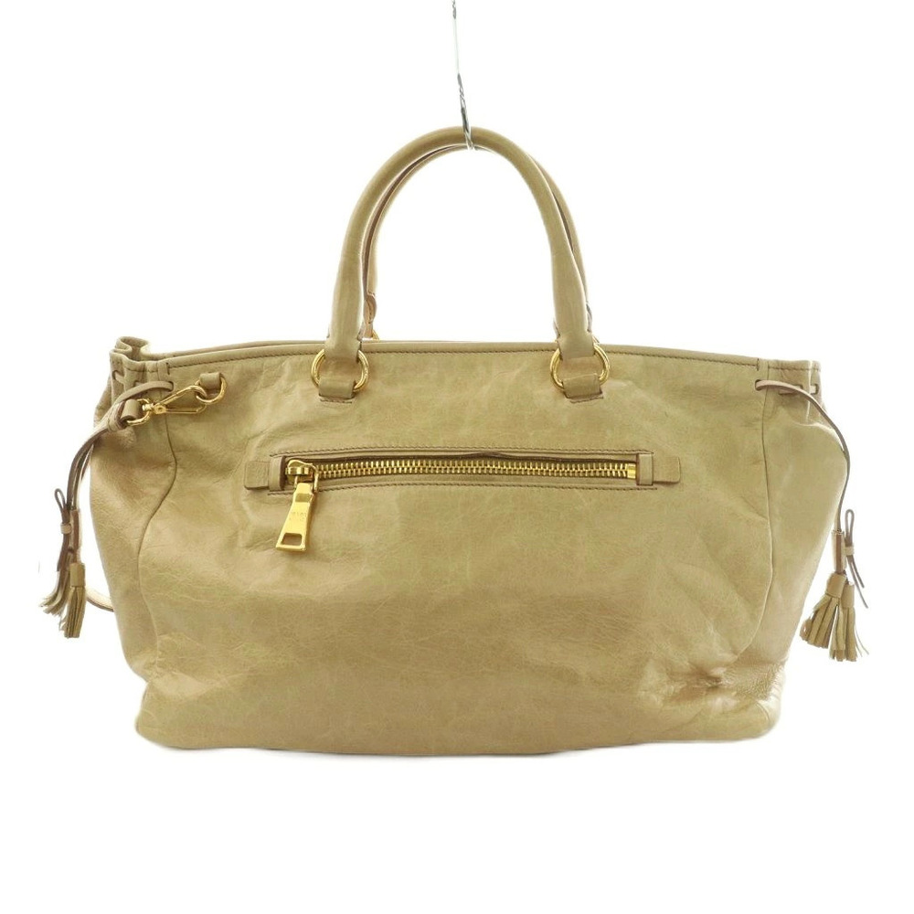 Prada Handbag Shoulder Bag Leather Beige